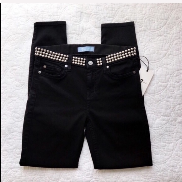 7 For All Mankind Studded Skinny Jeans Size 26 - Picture 2 of 8